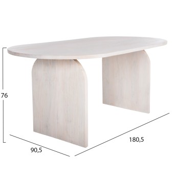 DINING TABLE OVAL HONKY FK9690 SOLID MANGO WOOD IN WHITE 180,5x90,5x76Hcm.