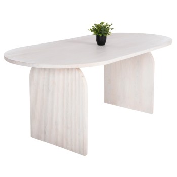 DINING TABLE OVAL HONKY FK9690 SOLID MANGO WOOD IN WHITE 180,5x90,5x76Hcm.