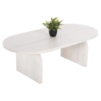 COFFEE TABLE OVAL HONKY FK9691 SOLID MANGO WOOD IN WHITE 120x60x40Hcm.