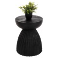 STOOL ROUND SCALLOP FK9702 SOLID MANGO WOOD IN BLACK Φ35x45Hcm.