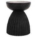 STOOL ROUND SCALLOP FK9702 SOLID MANGO WOOD IN BLACK Φ35x45Hcm.
