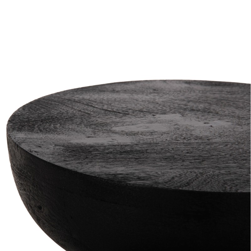 STOOL ROUND SCALLOP FK9702 SOLID MANGO WOOD IN BLACK Φ35x45Hcm.