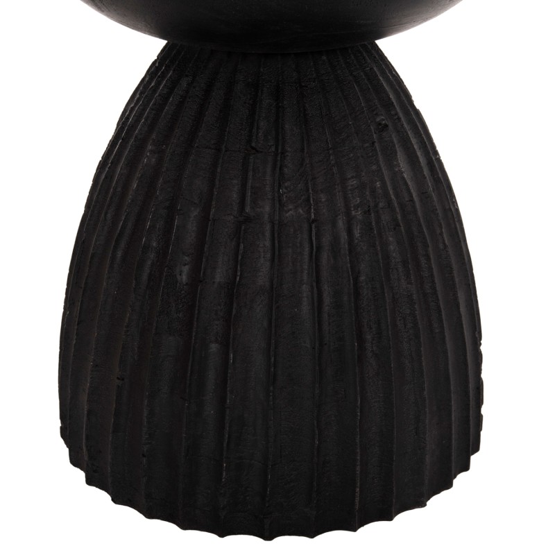 STOOL ROUND SCALLOP FK9702 SOLID MANGO WOOD IN BLACK Φ35x45Hcm.