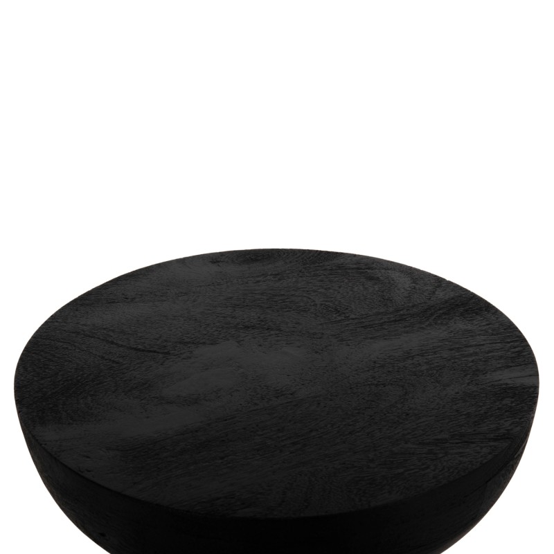 STOOL ROUND SCALLOP FK9702 SOLID MANGO WOOD IN BLACK Φ35x45Hcm.