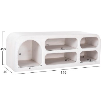 TV CABINET HANDYR FK9704 SOLID MANGO WOOD IN WHITE COLOR 130x40x45Hcm.