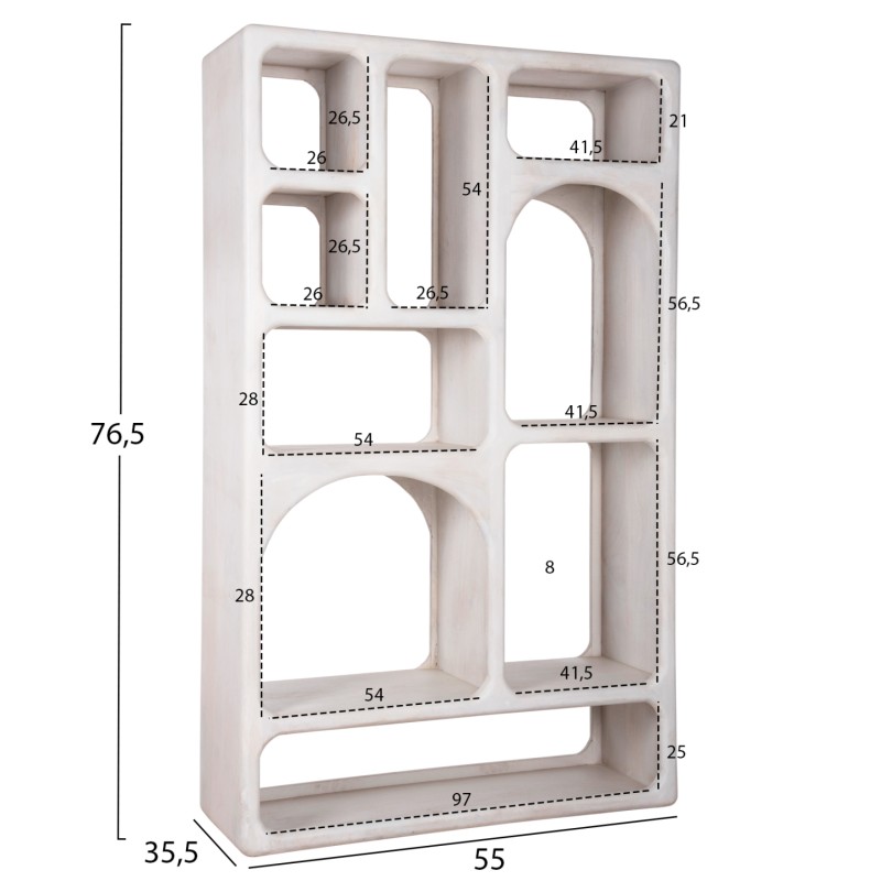 BOOKCASE HANDYR FK9707 SOLID MANGO WOOD IN WHITE COLOR 100x35x165Hcm. BOOKCASE HANDYR FK9707 SOLID MANGO WOOD IN WHITE COLOR 100x35x165Hcm.