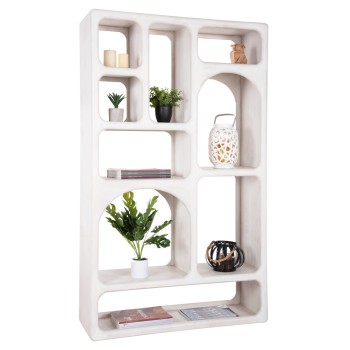 BOOKCASE HANDYR FK9707 SOLID MANGO WOOD IN WHITE COLOR 100x35x165Hcm.