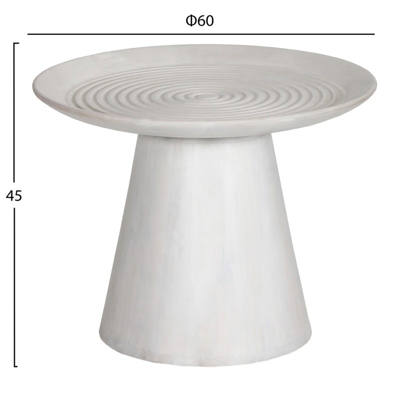 COFFEE TABLE ROUND ROSS FK9709 SOLID MANGO WOOD IN WHITE Φ60x45Hcm. COFFEE TABLE ROUND ROSS FK9709 SOLID MANGO WOOD IN WHITE Φ60x45Hcm.
