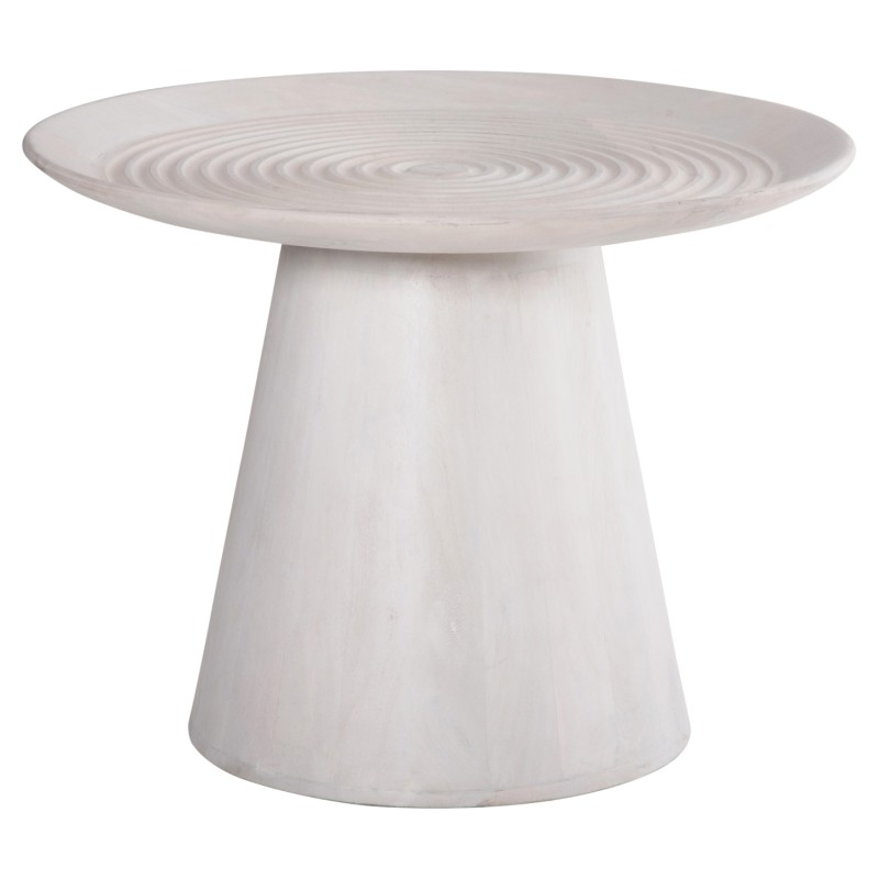 COFFEE TABLE ROUND ROSS FK9709 SOLID MANGO WOOD IN WHITE Φ60x45Hcm. COFFEE TABLE ROUND ROSS FK9709 SOLID MANGO WOOD IN WHITE Φ60x45Hcm.