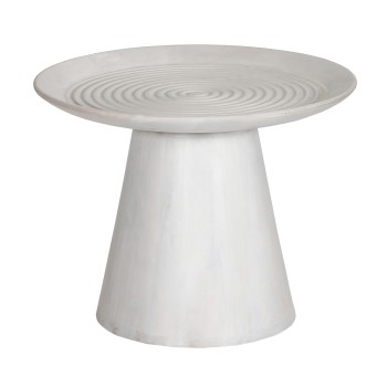 COFFEE TABLE ROUND ROSS FK9709 SOLID MANGO WOOD IN WHITE Φ60x45Hcm.