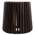 SIDE TABLE KREST FK9711 ACACIA WOOD IN LIGHT BROWN-WHITE TRAVERTINE Φ50x50Hcm.
