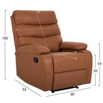 ARMCHAIR RELAX YASUMU FK9783.12 BROWN PU 80x93x100Hcm. ARMCHAIR RELAX YASUMU FK9783.12 BROWN PU 80x93x100Hcm.