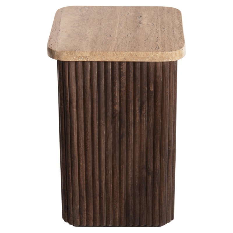 SIDE TABLE SQUARE GLADYS FK9713 SOLID MANGO WOOD-WHITE TRAVERTINE 40x40x60Hcm.