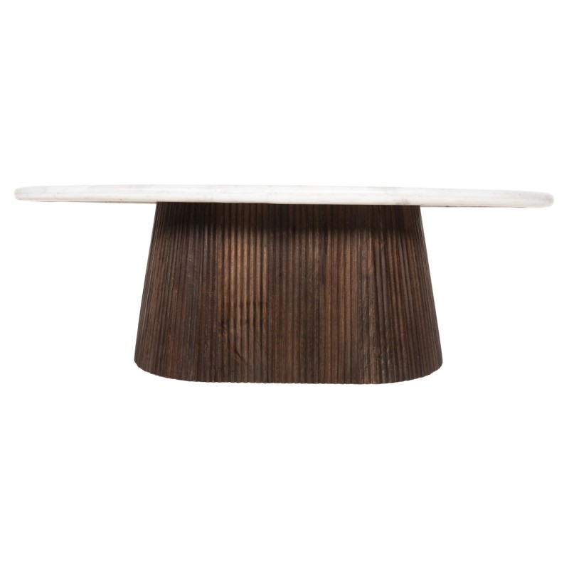 COFFEE TABLE OVAL PURGER FK9716 SOLID MANGO-WHITE MARBLE 120x70x38Hcm. COFFEE TABLE OVAL PURGER FK9716 SOLID MANGO-WHITE MARBLE 120x70x38Hcm.