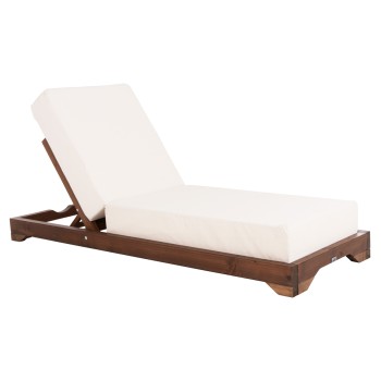 BEACH LOUNGER LOW IKARIA FK10622.02 PINE WOOD IN WALNUT COLOR-ECRU TEXTILENE-CUSHION 20cm THICK