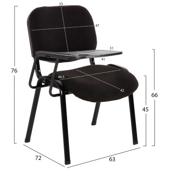 CONFERENCE CHAIR WITH DESK IN BLACK FABRIC FK11942 CONFERENCE CHAIR WITH DESK IN BLACK FABRIC FK11942