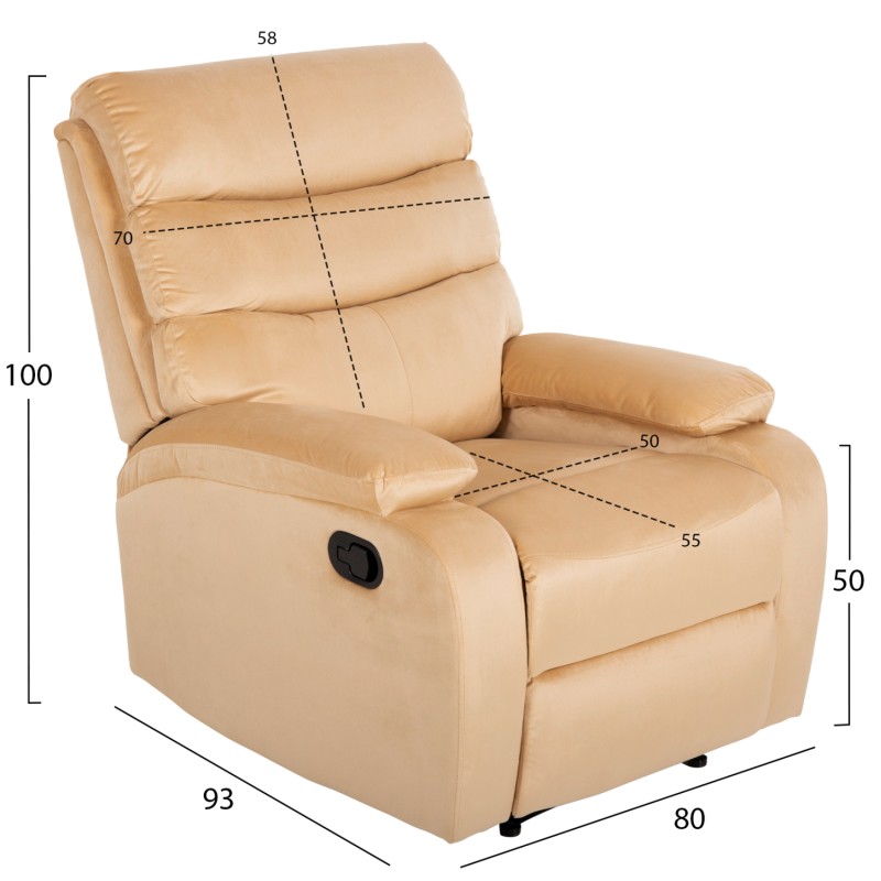 ARMCHAIR RELAX YASUMU FK9783.05 ECRU VELVET 80x93x100Hcm. ARMCHAIR RELAX YASUMU FK9783.05 ECRU VELVET 80x93x100Hcm.