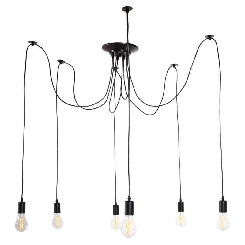 CEILING PENDANT 6-LIGHT FK4175 BLACK METAL-BLACK CABLES Φ100x180Hcm. CEILING PENDANT 6-LIGHT FK4175 BLACK METAL-BLACK CABLES Φ100x180Hcm.