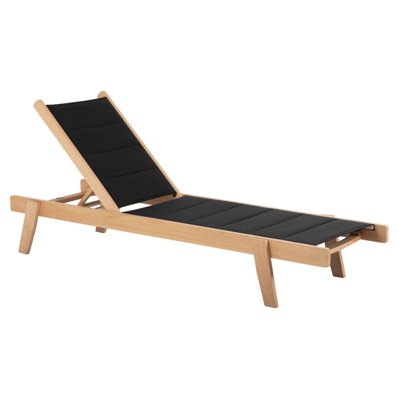 BEACH LOUNGER MILOS FK10650.03 BEECH WOOD IN NATURAL-BLACK TEXTILENE CUSHION COVER 204x65x31,5-92,5H cm.91Hcm. BEACH LOUNGER MILOS FK10650.03 BEECH WOOD IN NATURAL-BLACK TEXTILENE CUSHION COVER 204x65x31,5-92,5H cm.91Hcm.