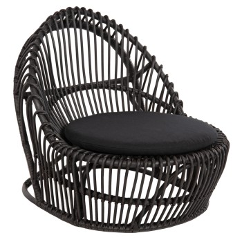 ARMCHAIR ENTROPY FK9840.03 NATURAL POLISHED RATTAN WITH CUSHION-BLACK 80x97x85Hcm.