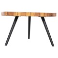 COFFEE TABLE RIBBEN FK9553 SOLID SUAR WOOD IN NATURAL-BLACK METAL LEGS Φ80x45Hcm. COFFEE TABLE RIBBEN FK9553 SOLID SUAR WOOD IN NATURAL-BLACK METAL LEGS Φ80x45Hcm.