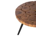 COFFEE TABLE RIBBEN FK9553 SOLID SUAR WOOD IN NATURAL-BLACK METAL LEGS Φ80x45Hcm. COFFEE TABLE RIBBEN FK9553 SOLID SUAR WOOD IN NATURAL-BLACK METAL LEGS Φ80x45Hcm.