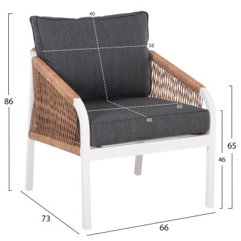 OUTDOOR LOUNGE SET 4PCS MAERLY FK6056.01 WHITE ALUMINUM-PE TWIST ROPE-ANTHRACITE CUSHIONS OUTDOOR LOUNGE SET 4PCS MAERLY FK6056.01 WHITE ALUMINUM-PE TWIST ROPE-ANTHRACITE CUSHIONS