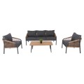 OUTDOOR LOUNGE SET 4PCS MAERLY FK6056.03 ANTHRACITE ALUMINUM-PE TWIST ROPE-ANTHRACITE CUSHIONS