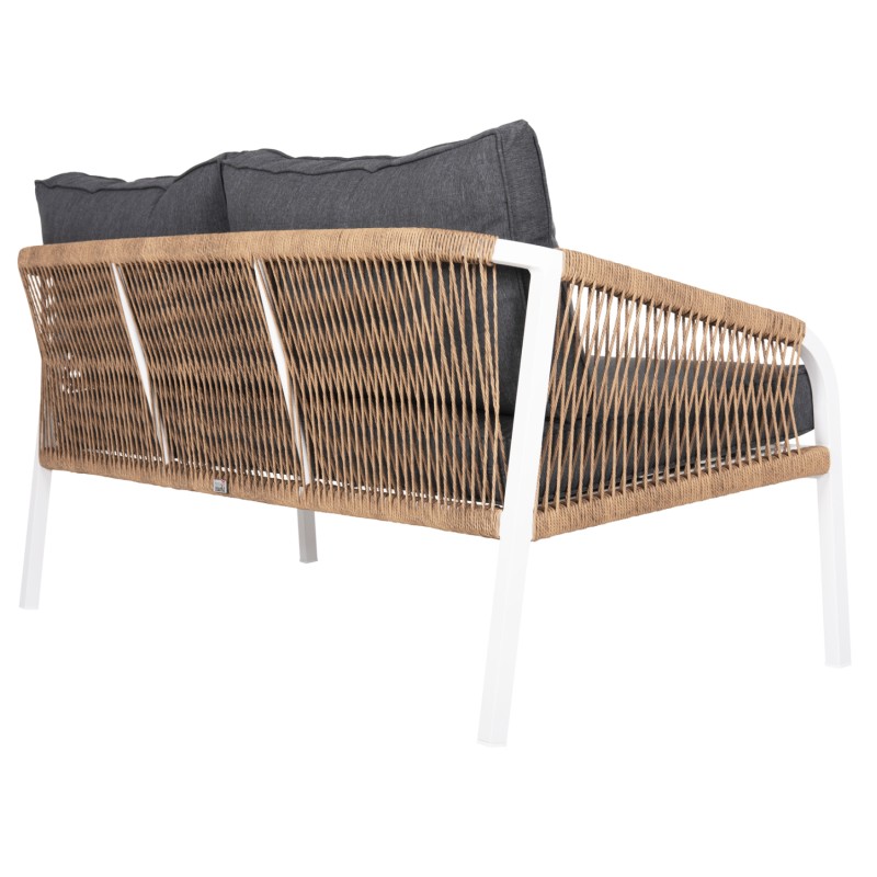 OUTDOOR SOFA 3-SEATER MAERLY FK6055.01 ALUMINUM IN WHITE-DARK BEIGE SYNTHETIC ROPE-ANTHRACITE CUSHIONS OUTDOOR SOFA 3-SEATER MAERLY FK6055.01 ALUMINUM IN WHITE-DARK BEIGE SYNTHETIC ROPE-ANTHRACITE CUSHIONS