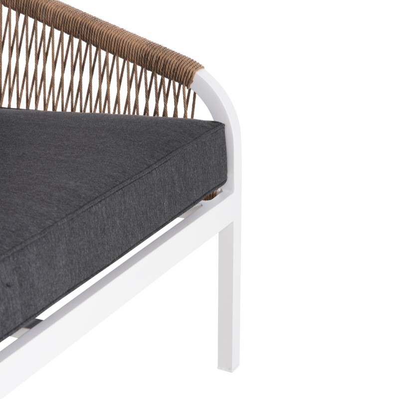 OUTDOOR SOFA 3-SEATER MAERLY FK6055.01 ALUMINUM IN WHITE-DARK BEIGE SYNTHETIC ROPE-ANTHRACITE CUSHIONS OUTDOOR SOFA 3-SEATER MAERLY FK6055.01 ALUMINUM IN WHITE-DARK BEIGE SYNTHETIC ROPE-ANTHRACITE CUSHIONS