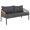 OUTDOOR SOFA 3-SEATER MAERLY FK6055.03 ALUMINUM IN ANTHRACITE-DARK BEIGE SYNTHETIC ROPE-ANTHRACITE CUSHIONS