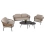 OUTDOOR 5PCS LOUNGE SET BREY FK6079 ANTHRACITE ALUMINUM-KHAKI PE RATTAN-BEIGE CUSHIONS