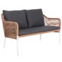 OUTDOOR 2-SEATER SOFA BAFFIN FK6054.01 ALUMINUM WHITE-PE RATTAN BEIGE-ANTHRACITE CUSHIONS