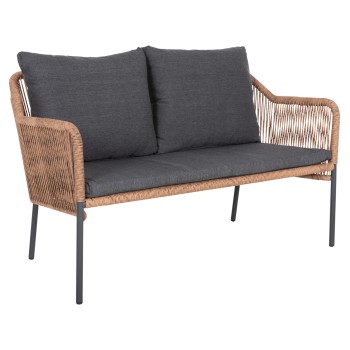 OUTDOOR 2-SEATER SOFA BAFFIN FK6054.03 ALUMINUM ANTHRACITE-PE RATTAN BEIGE-ANTHRACITE CUSHIONS