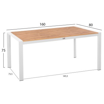 OUTDOOR DINING TABLE GOYA FK6059.01 ALUMINUM IN WHITE & POLYWOOD TABLETOP 160X80Χ75Hcm. OUTDOOR DINING TABLE GOYA FK6059.01 ALUMINUM IN WHITE & POLYWOOD TABLETOP 160X80Χ75Hcm.
