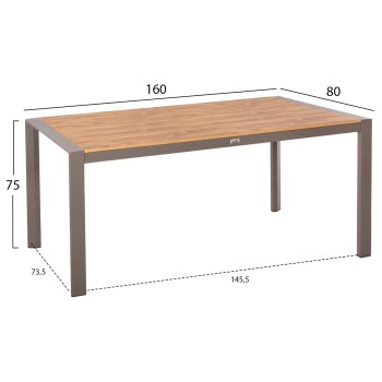 OUTDOOR DINING TABLE GOYA FK6059.04 ALUMINUM IN CHAMPAGNE & POLYWOOD TABLETOP 160X80Χ75Hcm. OUTDOOR DINING TABLE GOYA FK6059.04 ALUMINUM IN CHAMPAGNE & POLYWOOD TABLETOP 160X80Χ75Hcm.