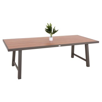 OUTDOOR ALUMINUM TABLE GOBAR FK6060.04 CHAMPAGNE WITH WOOD-LIKE TABLETOP 240Χ105Χ75Hcm.