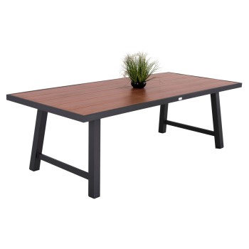 OUTDOOR ALUMINUM TABLE GOBAR FK6060.03 ANTHRACITE WITH WOOD-LIKE TABLETOP 240Χ105Χ75Hcm.