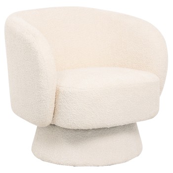 ARMCHAIR SWIVEL KARLEN FK9592.06 ECRU BOUCLE FABRIC 78x81x77Hcm.