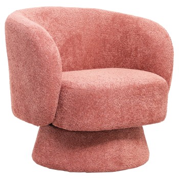 ARMCHAIR SWIVEL KARLEN FK9592.02 PINK BOUCLE FABRIC 78x81x77Hcm.