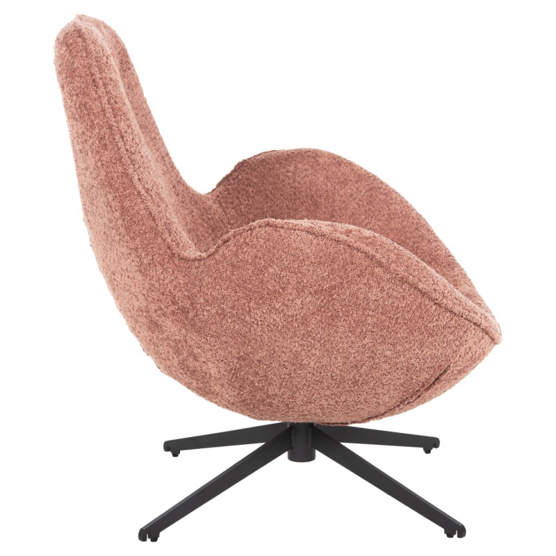 ARMCHAIR SWIVEL BRYNN FK9594.02 PINK BOUCLE FABRIC-BLACK METAL BASE 88x76x88Hcm. ARMCHAIR SWIVEL BRYNN FK9594.02 PINK BOUCLE FABRIC-BLACK METAL BASE 88x76x88Hcm.
