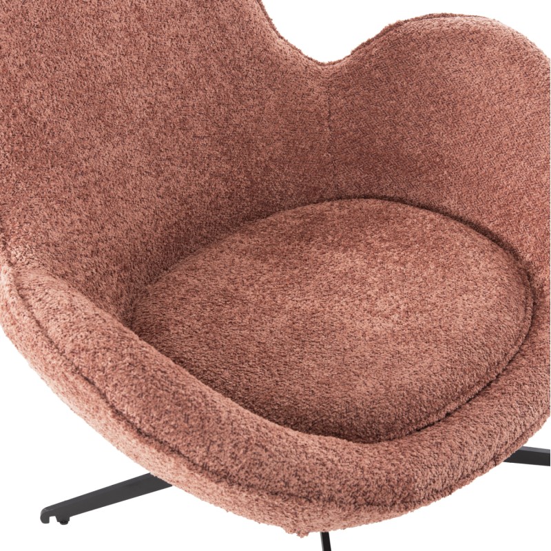 ARMCHAIR SWIVEL BRYNN FK9594.02 PINK BOUCLE FABRIC-BLACK METAL BASE 88x76x88Hcm. ARMCHAIR SWIVEL BRYNN FK9594.02 PINK BOUCLE FABRIC-BLACK METAL BASE 88x76x88Hcm.