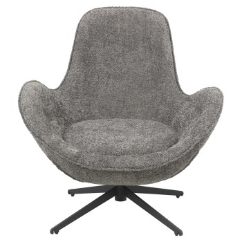 ARMCHAIR SWIVEL BRYNN FK9594.01 GREY BOUCLE FABRIC-BLACK METAL BASE 86x76x87Hcm. ARMCHAIR SWIVEL BRYNN FK9594.01 GREY BOUCLE FABRIC-BLACK METAL BASE 86x76x87Hcm.
