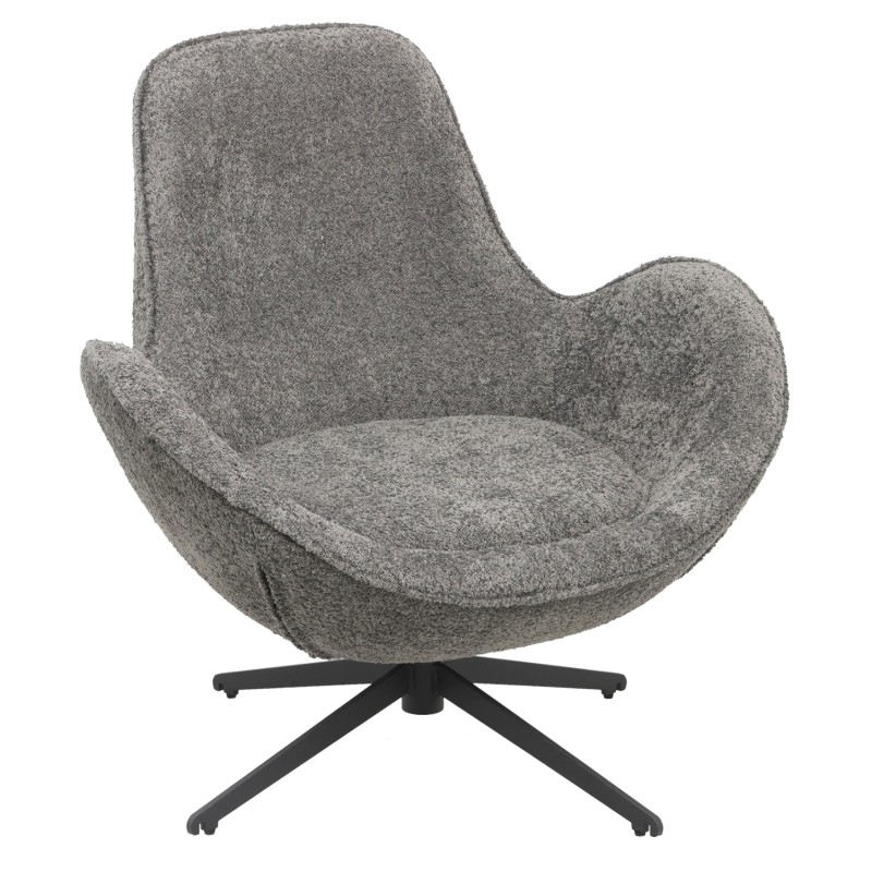 ARMCHAIR SWIVEL BRYNN FK9594.01 GREY BOUCLE FABRIC-BLACK METAL BASE 86x76x87Hcm. ARMCHAIR SWIVEL BRYNN FK9594.01 GREY BOUCLE FABRIC-BLACK METAL BASE 86x76x87Hcm.