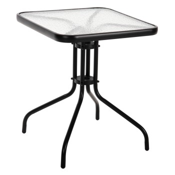 OUTDOOR TABLE SQUARE FIGO FK5035.03 BLACK METAL-GLASS TABLETOP 60Χ60Χ70Hcm