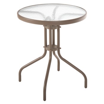 OUTDOOR ROUND TABLE LIMA FK5079.04 METAL IN CHAMPAGNE COLOR-GLASS TABLETOP Φ60x70Hcm