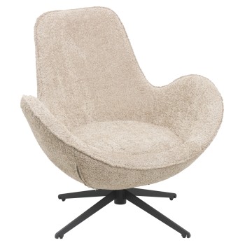 ARMCHAIR SWIVEL BRYNN FK9594.07 BEIGE BOUCLE FABRIC-BLACK METAL BASE 86x76x87Hcm.