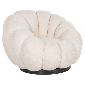 ARMCHAIR SWIVEL GRYMM FK9601.06 ECRU BOUCLE-BLACK METAL BASE 95x92x68Hcm.