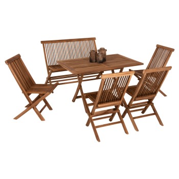 OUTDOOR DINING SET 6PCS KENDALL FK11954 SOLID TEAK WOOD IN NATURAL COLOR