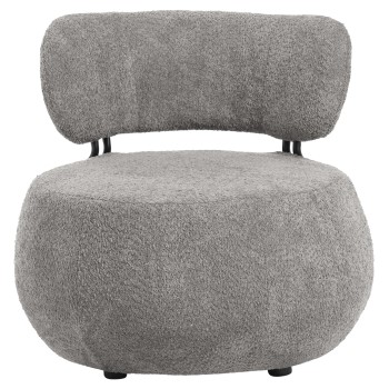 LOUNGE CHAIR ROUND KARSEN FK9598.01 GREY BOUCLE FABRIC 75x75x75H cm.